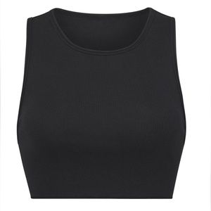 SKIMS COTTON RIB SUPER CROP TANK medium soot black crop top high neck tank
